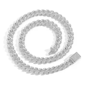 Cadena cubana Real de 10MM Iced Out Round Cut Moissanite Hip Hop Collar Plata/Chapado en oro Bling Jewelry para eventos de regalo de moda - Product Image 2