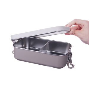 Boîte à lunch bento en acier inoxydable et silicone de qualité alimentaire <span class=keywords><strong>EasyLife</strong></span>, <span class=keywords><strong>2</strong></span> compartiments, couvercle à clip, capacité de 850 ml, design empilable - Product Image 6