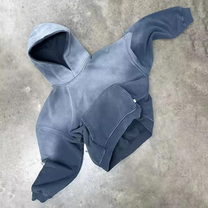 Sudadera con capucha unisex lavada con ácido desteñida al sol bordada personalizada para hombre invierno pesado francés Terry Fleece 100% algodón Streetwear sólido - Product Image 6