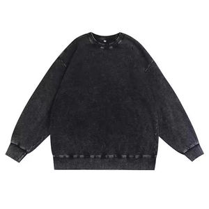 Vente en gros Sweat-shirt à col rond OEM_ODM Sweatshirts surdimensionnés coupés lavés en détresse personnalisés Sweats à capuche et sweat-shirt d'hiver pour hommes - Product Image 4