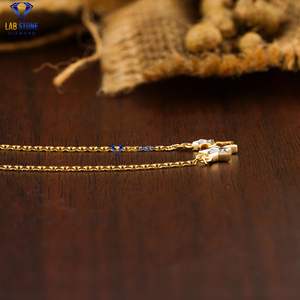 0,05 TDW Diamante de corte redondo Colgante de oro amarillo de color EF-VS Colgante de diamante centelleante pequeño de Labstone - Product Image 3