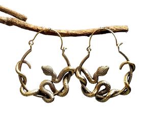 แฟชั่นทองเหลืองโลหะแกะสลักงูสัตว์ต่างหูโบราณต่างหูงูเครื่องประดับ - Product Image 1