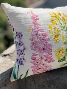 Qualité de l'exportateur 100% pur coton matériel personnalisé numérique imprimé housses de coussin avec logo personnalisé fleurs coussin floral - Product Image 3