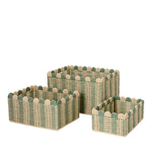 New Design Set of 3 Scalloped Seagrass Storage <b>Basket</b> Elegance Functional for Kitchen Organizing and Home Decor - Product Image 1