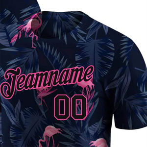 Camiseta Deportiva Sublimada con Estampado de Flamenco Personalizado, Azul Marino y Rosa, Nombre del Equipo y Número, Ropa Deportiva Transpirable - Product Image 5