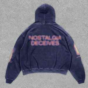 Fabricante personalizado a granel Streetwear Heavyweight 500gsm Vintage Distressed DTG Impresión digital Stone Acid Washed Hoodie para hombres - Product Image 2