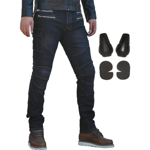 Pantalones de motorista de secado rápido transpirables de mezclilla azul con armadura extraíble para la rodilla y la cadera para la protección de la motocicleta de los hombres - Product Image 6