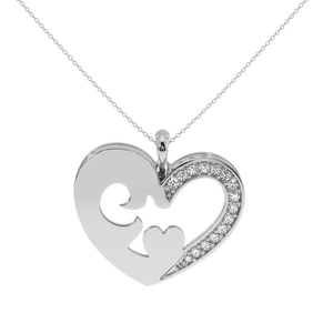 AJRETAIL Pendentif de luxe en forme de cœur avec diamant de 0.17 carats en or, couleur vive, VS-SI clarté - Product Image 3