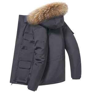 Chaqueta acolchada de invierno de poliéster personalizada para hombre, capucha desmontable de longitud larga con decoración de piel, Etiqueta Privada, triangulación de envíos - Product Image 4