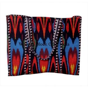 Sac fourre-tout en coton 100% écologique en gros avec impression en bloc, taille et logo personnalisables pour le shopping et les voyages, sac pour femmes - Product Image 6