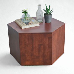 Handmade Hexagonal Natural Wood <b>Sofa</b> <b>Table</b> Minimalist Farmhouse Design Durable Tea <b>Table</b> Set for Living Room TT68234 - Product Image 1