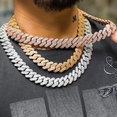 Bijoux hip hop chaîne collier mode hommes Miami 18K bijoux en or massif personnalisé plein diamant Moissanite cubain lien chaîne prix
