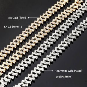 Ensemble de chaîne et bracelet à maillons cubains deux tons glacés pour hommes Bijoux Hip Hop Bling Diamond Miami Cuban Necklace Wholesale - Product Image 3