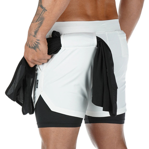 Short de gym de couleur unie pour hommes High Street Workout athlétique décontracté musculation short de course avec poches avec logo personnalisé - Product Image 3