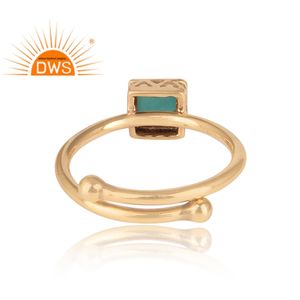 Latest Handmade Design 18K <b>Gold</b> Plated Natural Arizona <b>Turquoise</b> Gemstone Stackable <b>Ring</b> Demi Fine Jewelry Manufacturer - Product Image 4