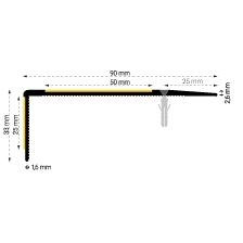 Profilo di bordo scala universale, nero, 800 x 90 x 33mm (L x P x H) - TKPUN800-06 - Product Image 3