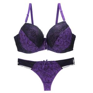 Conjunto de Sujetador de encaje ultrafino de realce para mujer, ropa interior sexy hueca, conjunto de lencería para mujer - Product Image 3