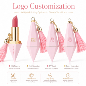 <span class=keywords><strong>Rouge</strong></span> à lèvres de luxe à coupe diamantée, marque privée, avec logo personnalisé, tube bijou à pendentif pompon, style palais, fini mat velours, végan, fournisseur OEM - Product Image 2