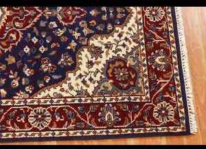 พรมปูพื้นผ้าขนแกะและผ้าไหมถักด้วยมือสีฟ้าพรมปูพื้นสำหรับห้องครัวโรงแรมร้านอาหารสำหรับสวดมนต์ใช้ในบ้าน - Product Image 3