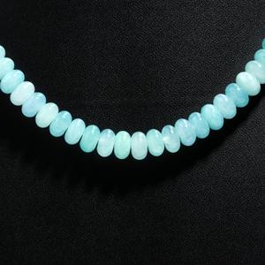 ขายดีสร้อยคอลูกปัดกลมเรียบขนาด8มม. พร้อมเม็ดควอตซ์สีนมที่สวยงามเครื่องประดับสำหรับเดือนมีนาคมลูกปัดสีฟ้า - Product Image 4