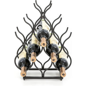 Porte-vin vintage en fer forgé de haute qualité, finition noire, organisateur de table, support de rangement pour boissons à domicile - Product Image 1