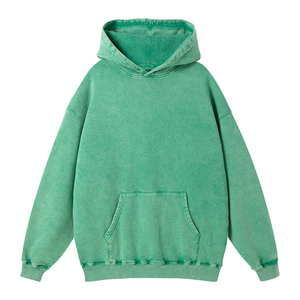 Sweat à capuche court vintage personnalisé pour hommes lavage à l'acide style vieilli ourlet brut Streetwear sweat à capuche d'hiver de haute qualité - Product Image 4