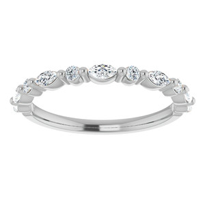 Anillo de Diamantes Plateado en Oro Blanco para Mujer, Corte Marquesa, con Garras Compartidas, Apilable, Color G, Diamante Sintético Cultivado en Laboratorio, Estilo Clásico - Product Image 4