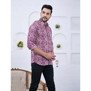 Chemise décontractée pour homme en coton imprimé à manches longues, respirante, en popeline ou tissu Oxford, motif floral ou à pois, offre ODM - Product Image 3