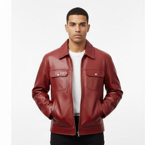 Veste en cuir élégante pour hommes de High Street Vêtements d'extérieur décontractés à la mode Doux Confortable Durable Slim Fit Design avant pour le quotidien - Product Image 1