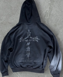 Camo en relief en détresse Sun Faded Vintage Acid Wash Boxy Fit Mask Full Zip Hoodie-High Fleece Hoodie - Product Image 4