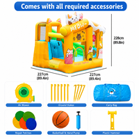 Château gonflable Cat MOQ 1 avec toboggan pour enfants, pour jardin, avec structure de saut, jeu de lancer de balles, château gonflable d'extérieur