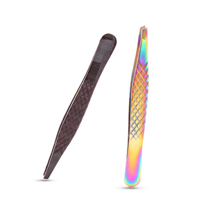 Pinzas para cejas de acero inoxidable puntiagudas de oro rosa ecológicas ligeras profesionales de alta calidad diseño de moda personalizado - Product Image 1