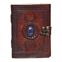 Carnet en cuir rigide vintage gaufré Lapis Bleu 3 Lunes, 240 pages, papier fait main à bords festonnés, pour croquis, dessins, journal intime, cadeau