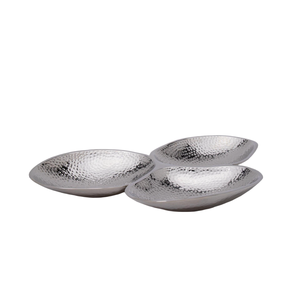 Bandeja de diseño de flor de cocodrilo fundido de aluminio con acabado plateado, flor de Metal Hammed para fruta, merienda, cena, platos de comida - Product Image 6