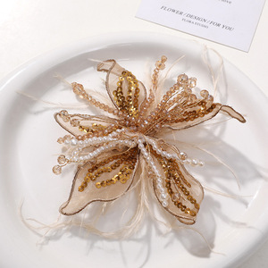 <span class=keywords><strong>Betty</strong></span> Pure dentelle blanche plume perle cristal <span class=keywords><strong>fleur</strong></span> couvre-chef clip dame chaussures décoration à la main et sac robe accessoires - Product Image 5