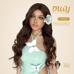 Becky-DWY Long-Length Curly Synthetic <b>Wig</b> Chesnut <b>Brown</b> Lace Front with Transparent Lace Glueless Design - Product Image 2