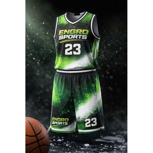 Maillot de basket-ball réversible personnalisé et personnalisable, pas cher, 100% polyester, respirant, uniforme d'entraînement de basket-ball - Product Image 1