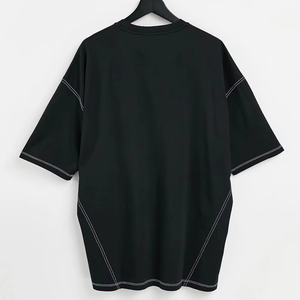 T-shirt unisexe surdimensionné de haute qualité avec coutures contrastées élégantes Logo personnalisé épaule tombante-Vente en gros de vêtements pour hommes - Product Image 6