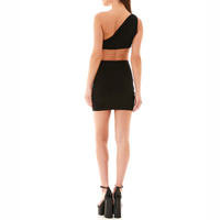 Vestido de Noche Vintage Sexy para Mujer, Recto, de un Solo Hombro, Largo hasta la Rodilla, de Gasa 100% Poliéster, con Logotipo Personalizado, Elástico Natural