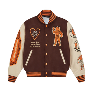 2025 personnalisé hommes laine Letterman en cuir véritable université veste broderie Logos patchs grande taille veste d'hiver avec décoration de fourrure - Product Image 1