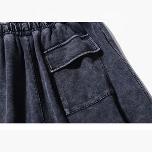 Vintage Sun Dye Fade Sweat Coton Shorts pour Hommes Solide Workout Gym Bleach Wash Personnalisé Distressed Cut Edge Puff Printing High - Product Image 6