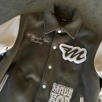 Varsity Jacket Hommes Laine letterman Cuir Véritable Noir avec Couleur Rouge Broderie Logos Patchs et Étiquettes veste pour hommes