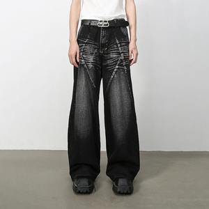 Pantalones Casuales de Pierna Recta Estilo Americano para Hombre, Nuevos de Otoño, Jeans de Mezclilla con Lavado Medio - Product Image 2