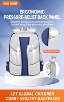 SUN EIGHT Tas Ransel Sekolah Dasar 16,5 Inci untuk Anak Laki-laki Perempuan Tas Buku Ergonomis Ringan Model 90378