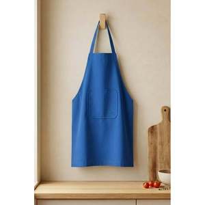 Be-28474-Bl Tablier de cuisine uni 100% coton 75*85 cm bleu - BLEU - Product Image 1