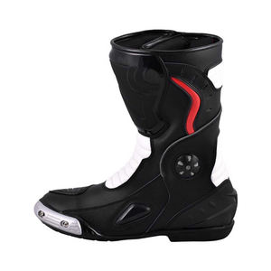 Botas de cuero de carreras de motos de invierno personalizadas para hombre, zapatos de motorista de goma de PVC con cierre de botón impermeable de piel de vaca genuina - Product Image 2