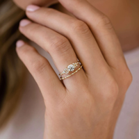 Vente en gros d'accessoires en vrac Bijoux pour femmes pour usage quotidien Bague en zircon mince plaqué or en argent S925