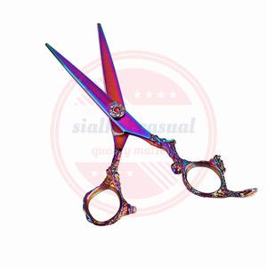 Ensemble de 2 ciseaux de coiffeur, ciseaux à cheveux droits et ciseaux à effiler en acier inoxydable avec étui en cuir - Product Image 4