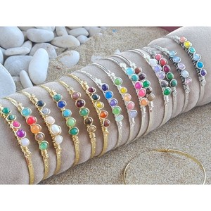 Vibrant Stones Fashion <b>Cuff</b> <b>Bracelets</b> Gold and <b>Silver</b> Plated for Stylish Retail Appeal - Product Image 5