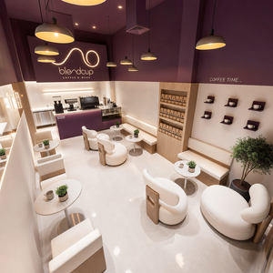 连锁咖啡厅LED显示屏展示架户外家具咖啡桌酒店家具餐厅家具酒吧餐车收银台 - Product Image 1